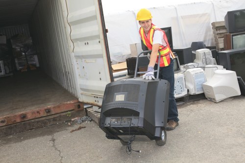 Recycling bins in a business setting